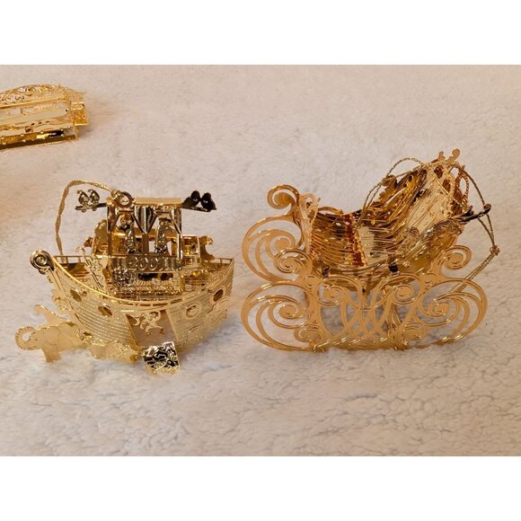 Lot of 8 Danbury Mint Annual Christmas Ornaments 2000's 23k Gold plated on Brass - Picture 5 of 7